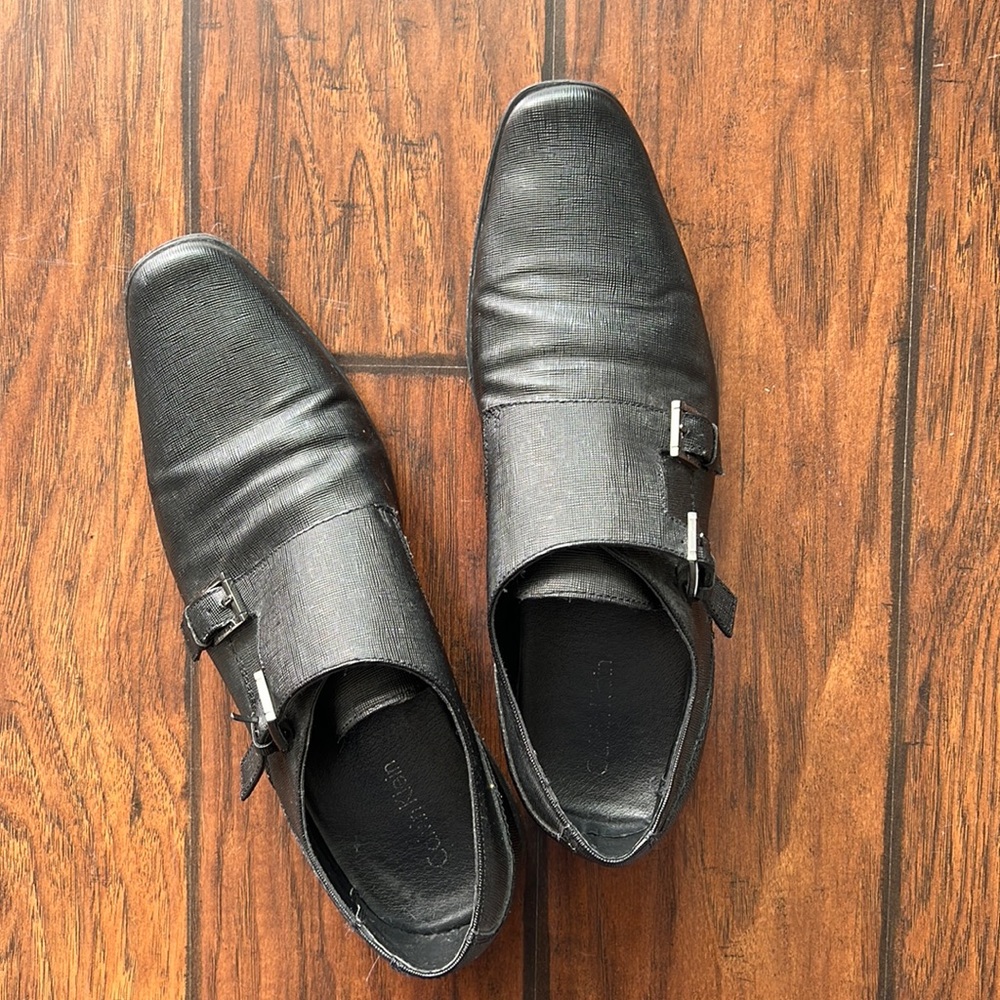 Calvin Klein black motorcycle style shoes